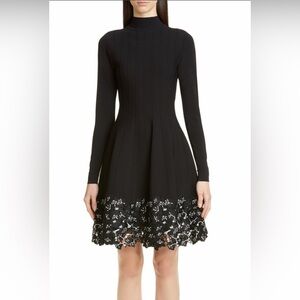 Lela Rose Size M • Lace Trim Fit & Flare Elegant Black Lace Dress.